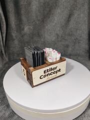 Cafe ve Restoran için Doğal Ahşap Menaj Takımı (Şekerlik, Peçetelik, Sosluk) - Model 2