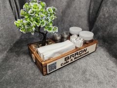 Cafe ve Restoran için Doğal Ahşap Menaj Takımı (Şekerlik, Peçetelik, Sosluk) - Model 8