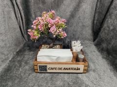 Cafe ve Restoran için Doğal Ahşap Menaj Takımı (Şekerlik, Peçetelik, Sosluk) - Model 6