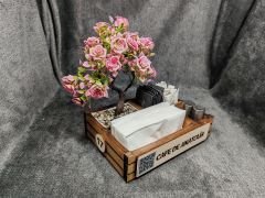 Cafe ve Restoran için Doğal Ahşap Menaj Takımı (Şekerlik, Peçetelik, Sosluk) - Model 6