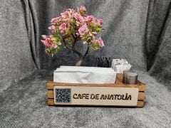 Cafe ve Restoran için Doğal Ahşap Menaj Takımı (Şekerlik, Peçetelik, Sosluk) - Model 6