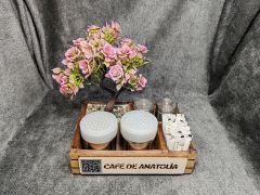 Cafe ve Restoran için Doğal Ahşap Menaj Takımı (Şekerlik, Peçetelik, Sosluk) - Model 6