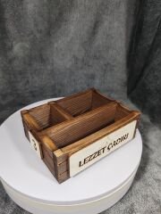 Cafe ve Restoran için Doğal Ahşap Menaj Takımı (Şekerlik, Peçetelik, Sosluk) - Model 6