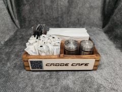 Cafe ve Restoran için Doğal Ahşap Menaj Takımı (Şekerlik, Peçetelik, Sosluk) - Model 5