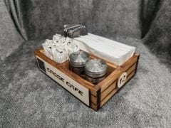 Cafe ve Restoran için Doğal Ahşap Menaj Takımı (Şekerlik, Peçetelik, Sosluk) - Model 5