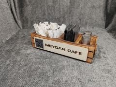 Cafe ve Restoran için Doğal Ahşap Menaj Takımı (Şekerlik, Peçetelik, Sosluk) - Model 3