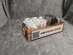 Cafe ve Restoran için Doğal Ahşap Menaj Takımı (Şekerlik, Peçetelik, Sosluk) - Model 3