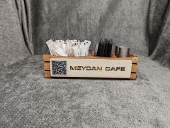 Cafe ve Restoran için Doğal Ahşap Menaj Takımı (Şekerlik, Peçetelik, Sosluk) - Model 3