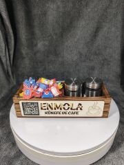 Cafe ve Restoran için Doğal Ahşap Menaj Takımı (Şekerlik, Peçetelik, Sosluk) - Model 3