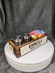 Cafe ve Restoran için Doğal Ahşap Menaj Takımı (Şekerlik, Peçetelik, Sosluk) - Model 3