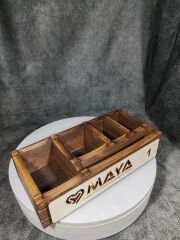 Cafe ve Restoran için Doğal Ahşap Menaj Takımı (Şekerlik, Peçetelik, Sosluk) - Model 10