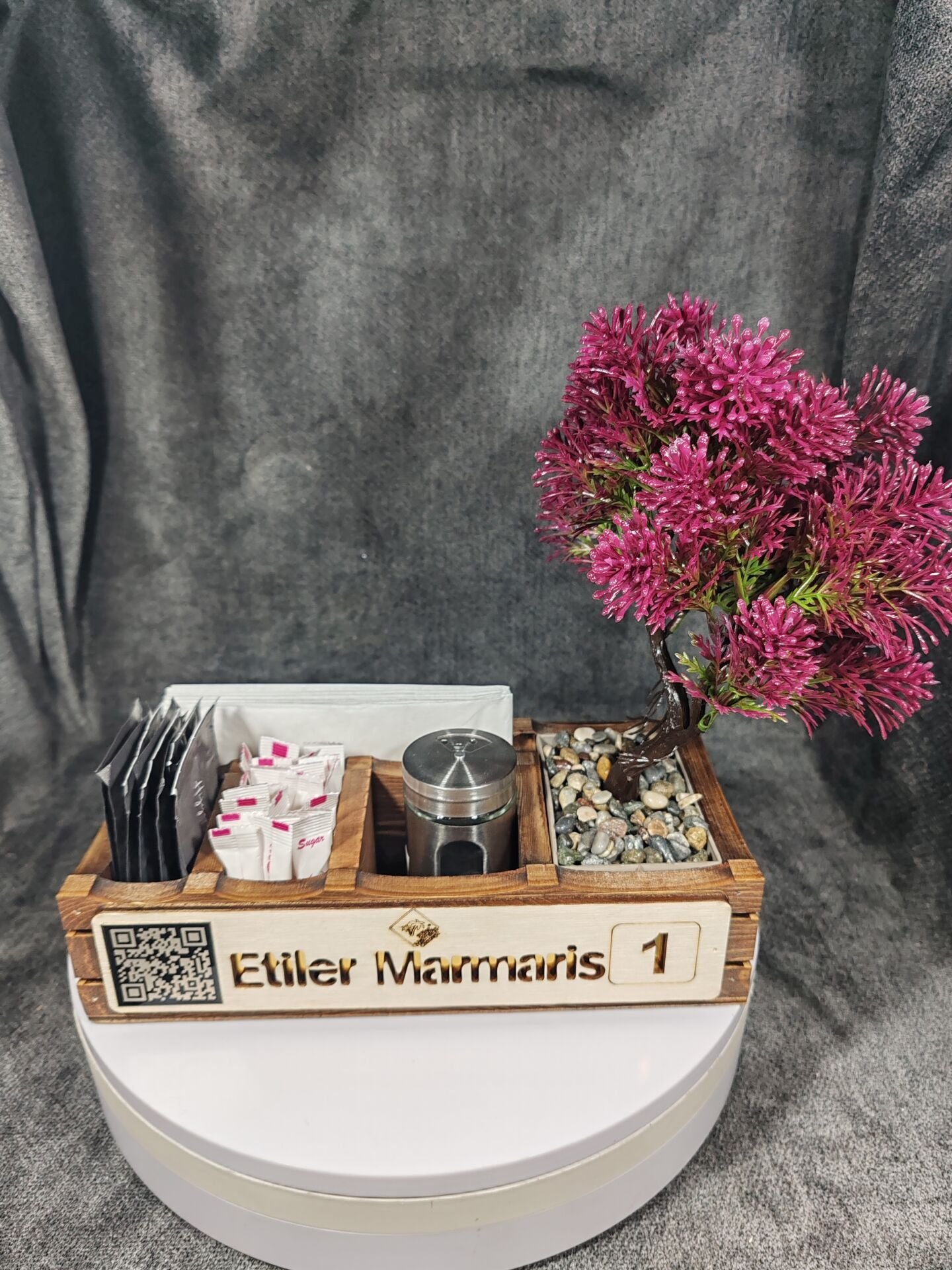 Cafe ve Restoran için Doğal Ahşap Menaj Takımı (Şekerlik, Peçetelik, Sosluk) - Model 11