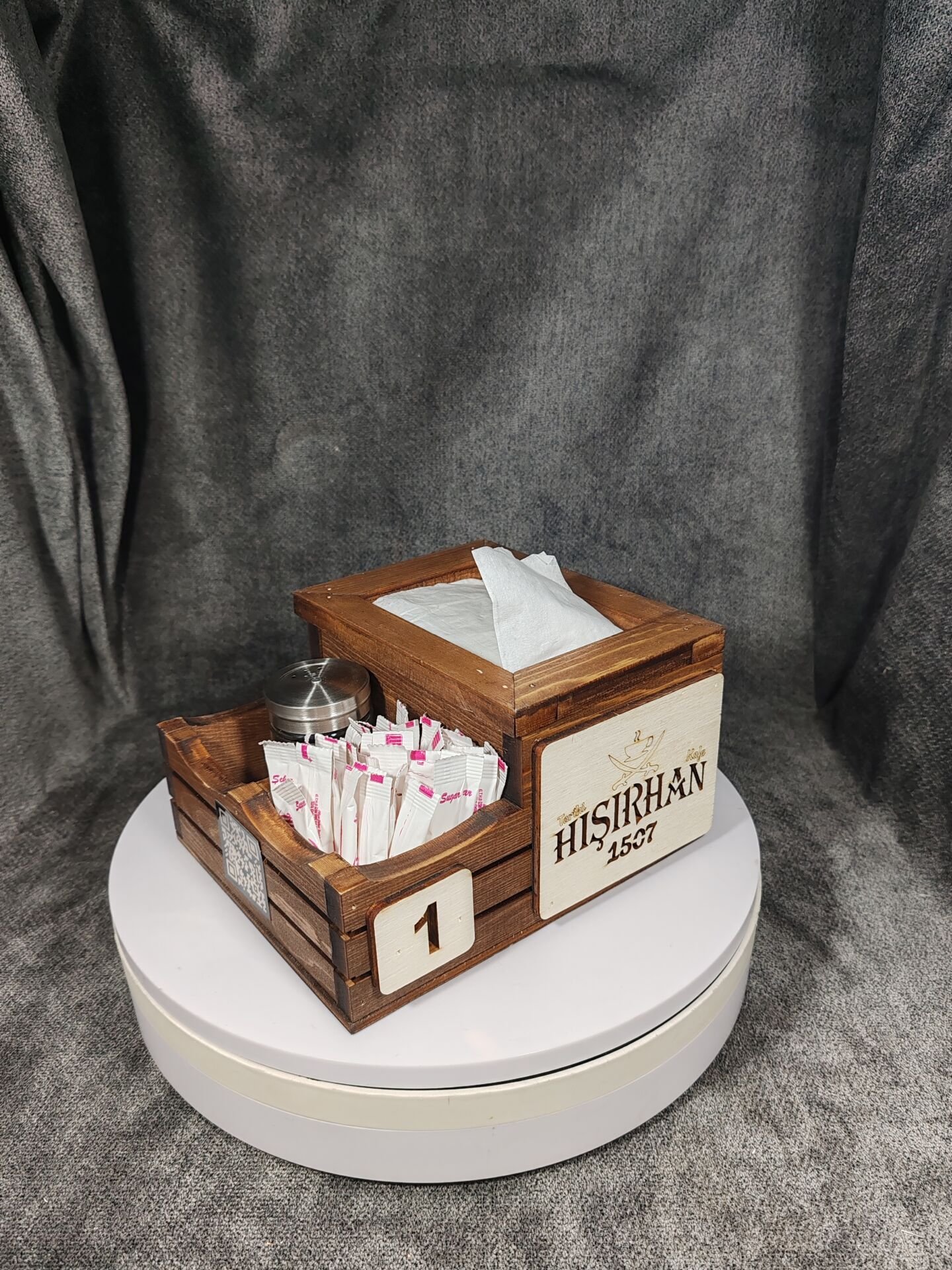 Cafe ve Restoran için Doğal Ahşap Menaj Takımı (Şekerlik, Peçetelik, Sosluk) - Model 14