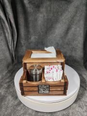 Cafe ve Restoran için Doğal Ahşap Menaj Takımı (Şekerlik, Peçetelik, Sosluk) - Model 14