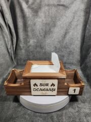 Cafe ve Restoran için Doğal Ahşap Menaj Takımı (Şekerlik, Peçetelik, Sosluk) - Model 15