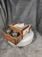 Cafe ve Restoran için Doğal Ahşap Menaj Takımı (Şekerlik, Peçetelik, Sosluk) - Model 16