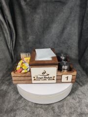 Cafe ve Restoran için Doğal Ahşap Menaj Takımı (Şekerlik, Peçetelik, Sosluk) - Model 16