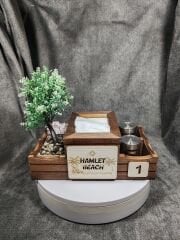 Cafe ve Restoran için Doğal Ahşap Menaj Takımı (Şekerlik, Peçetelik, Sosluk) - Model 17