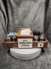 Cafe ve Restoran için Doğal Ahşap Menaj Takımı (Şekerlik, Peçetelik, Sosluk) - Model 18