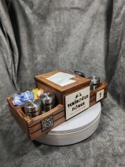 Cafe ve Restoran için Doğal Ahşap Menaj Takımı (Şekerlik, Peçetelik, Sosluk) - Model 18