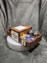 Cafe ve Restoran için Doğal Ahşap Menaj Takımı (Şekerlik, Peçetelik, Sosluk) - Model 18