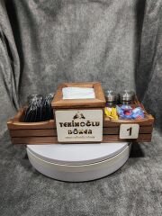 Cafe ve Restoran için Doğal Ahşap Menaj Takımı (Şekerlik, Peçetelik, Sosluk) - Model 18