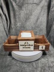 Cafe ve Restoran için Doğal Ahşap Menaj Takımı (Şekerlik, Peçetelik, Sosluk) - Model 18