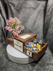 Cafe ve Restoran için Doğal Ahşap Menaj Takımı (Şekerlik, Peçetelik, Sosluk) - Model 19