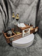 Cafe ve Restoran için Doğal Ahşap Menaj Takımı (Şekerlik, Peçetelik, Sosluk) - Model 20