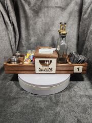 Cafe ve Restoran için Doğal Ahşap Menaj Takımı (Şekerlik, Peçetelik, Sosluk) - Model 20