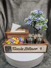 Cafe ve Restoran için Doğal Ahşap Menaj Takımı (Şekerlik, Peçetelik, Sosluk) - Model 23