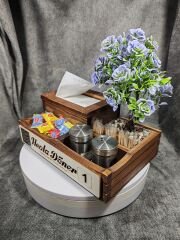 Cafe ve Restoran için Doğal Ahşap Menaj Takımı (Şekerlik, Peçetelik, Sosluk) - Model 23