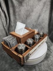 Cafe ve Restoran için Doğal Ahşap Menaj Takımı (Şekerlik, Peçetelik, Sosluk) - Model 24