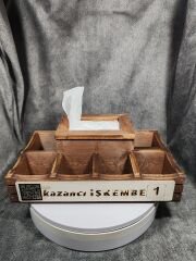 Cafe ve Restoran için Doğal Ahşap Menaj Takımı (Şekerlik, Peçetelik, Sosluk) - Model 24